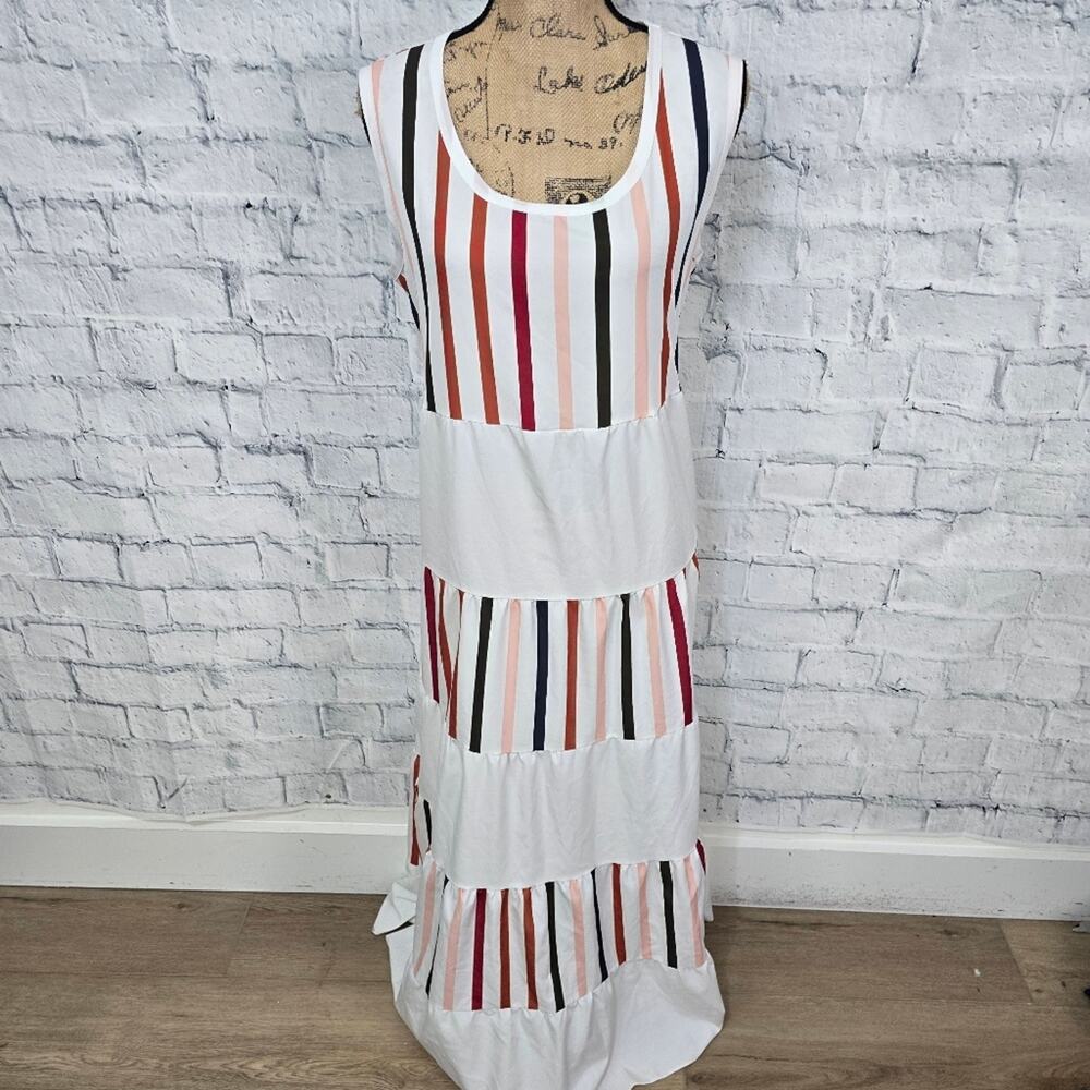 Womens maxi dress plus Sz 2XL striped sleeveless casual Acl